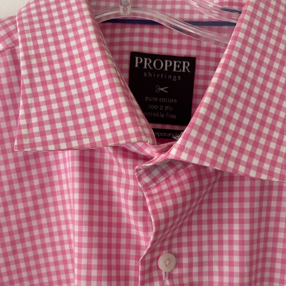 Proper Shirtings pink and white gingham check men’s shirt